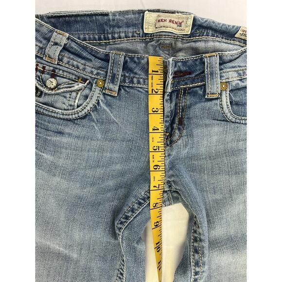 VTG Y2K Bella Swan Low Rise Mek Denim Flare Jeans Women S 27 Thick Stitch - Picture 13 of 16